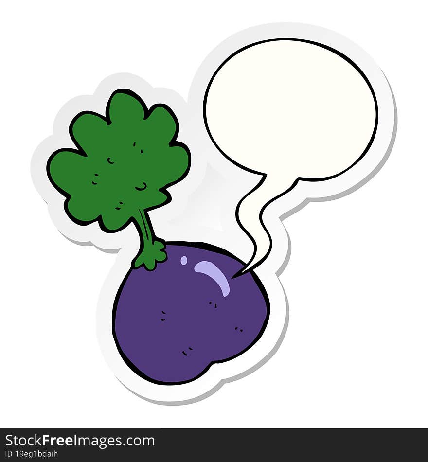 cartoon vegetable and speech bubble sticker