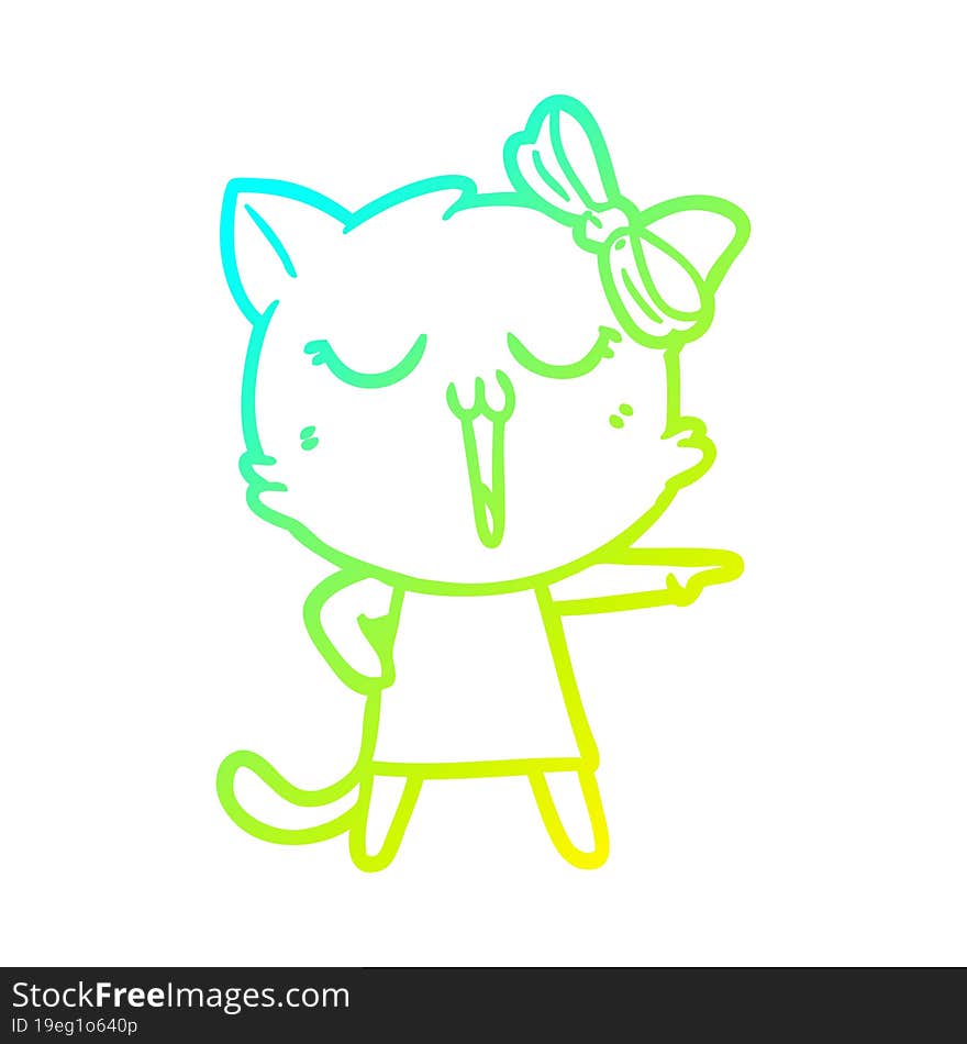 cold gradient line drawing cartoon cat