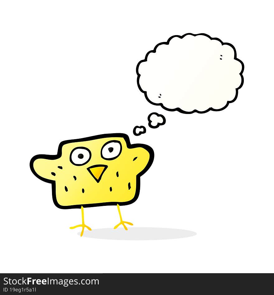 cartoon bird with thought bubble