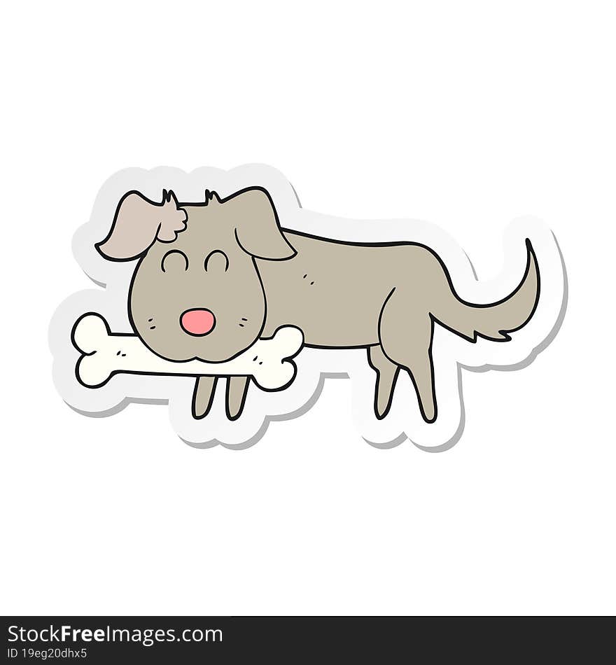 sticker of a cartoon dog with bone