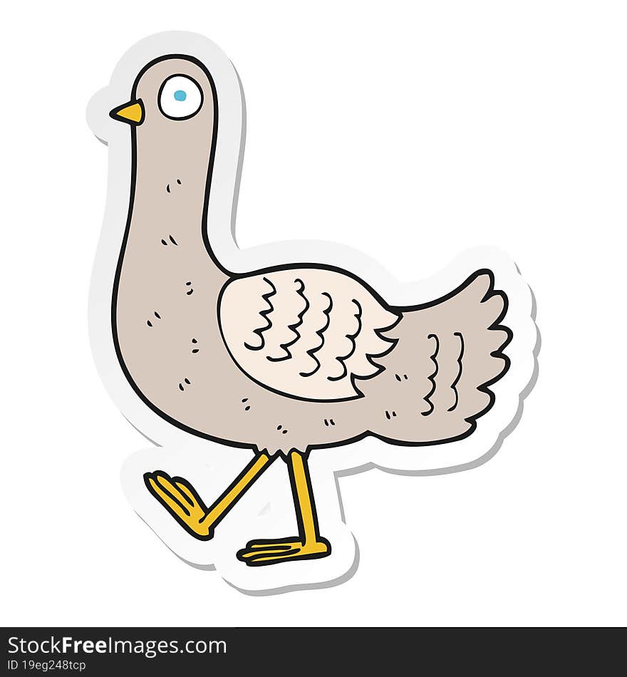 Sticker Of A Cartoon Pigeon