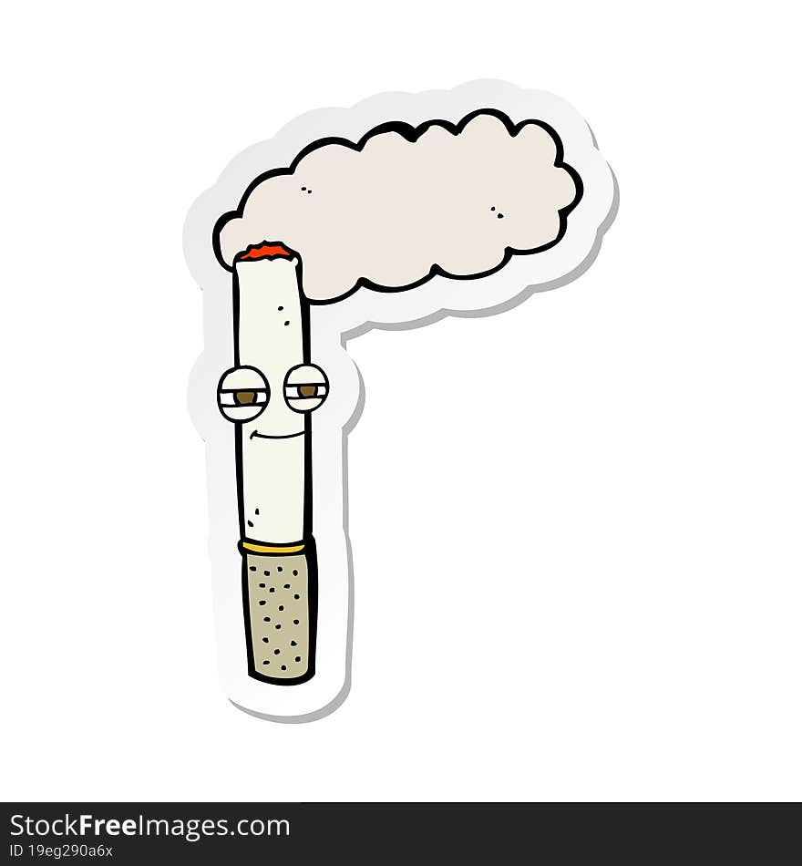 sticker of a cartoon happy cigarette