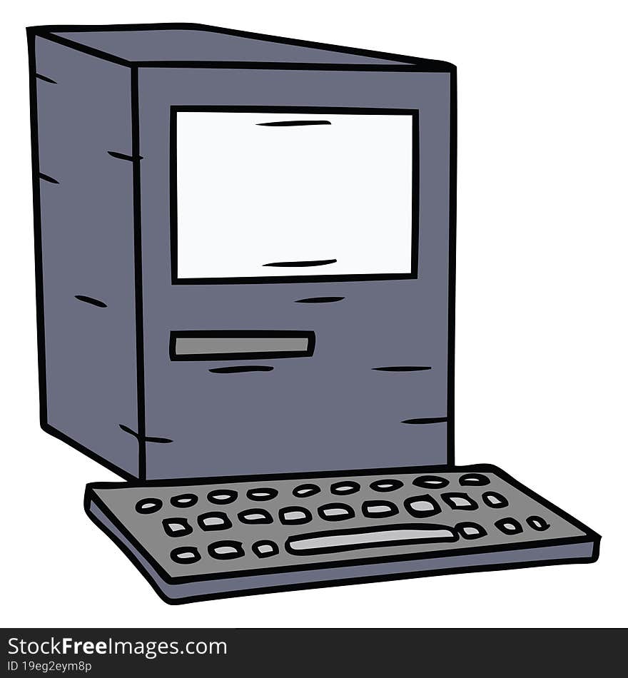 hand drawn cartoon doodle of a computer and keyboard