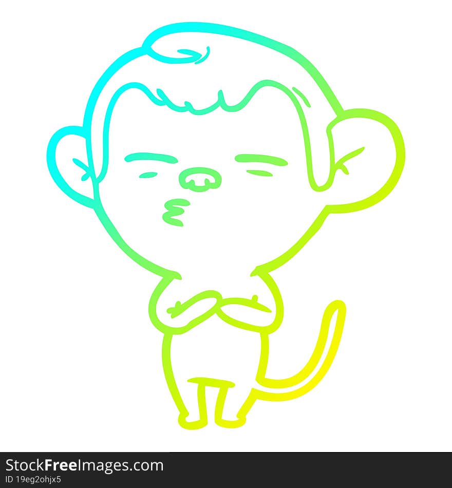 cold gradient line drawing cartoon suspicious monkey