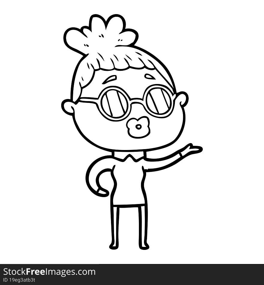 cartoon woman wearing sunglasses. cartoon woman wearing sunglasses