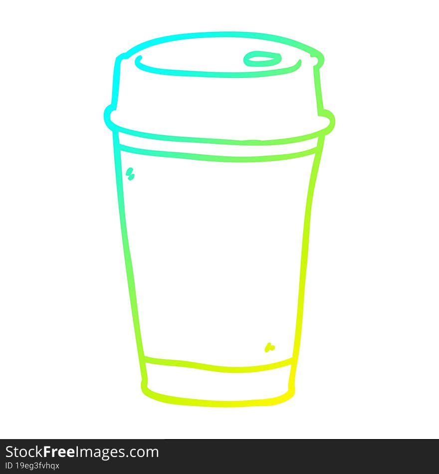 Cold Gradient Line Drawing Cartoon Coffee Cup