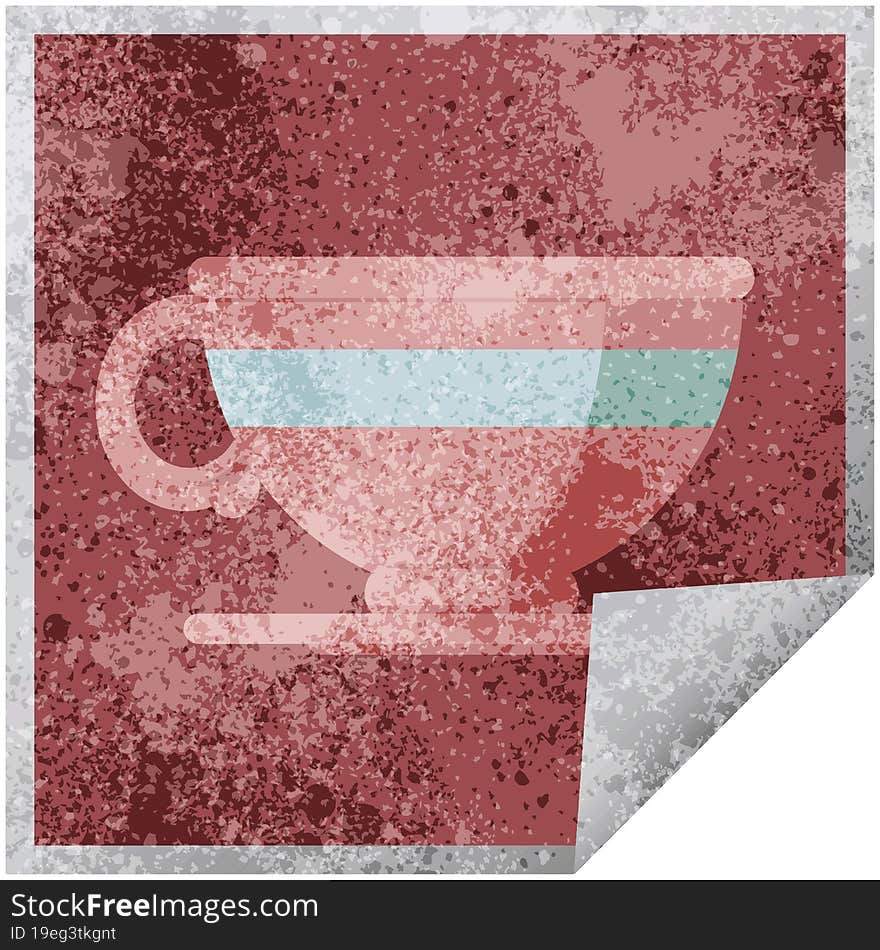 coffee cup graphic square sticker