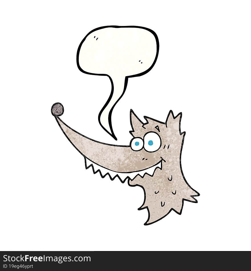 Speech Bubble Textured Cartoon Wolf Head