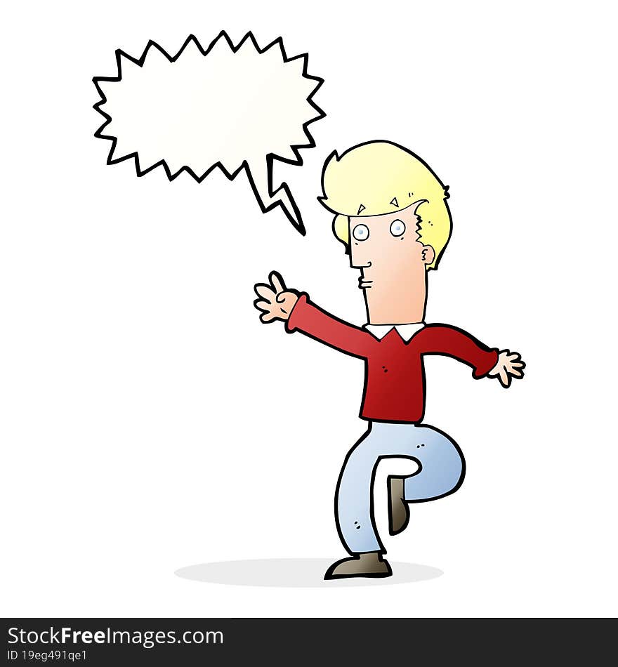 cartoon rushing man with speech bubble