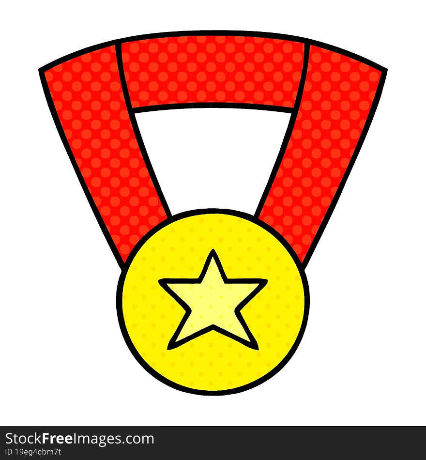 comic book style cartoon gold medal