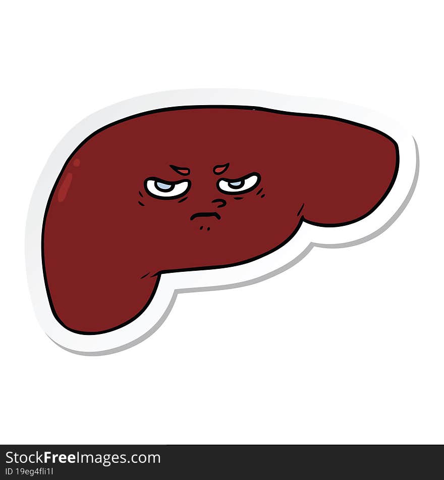 Sticker Of A Cartoon Liver