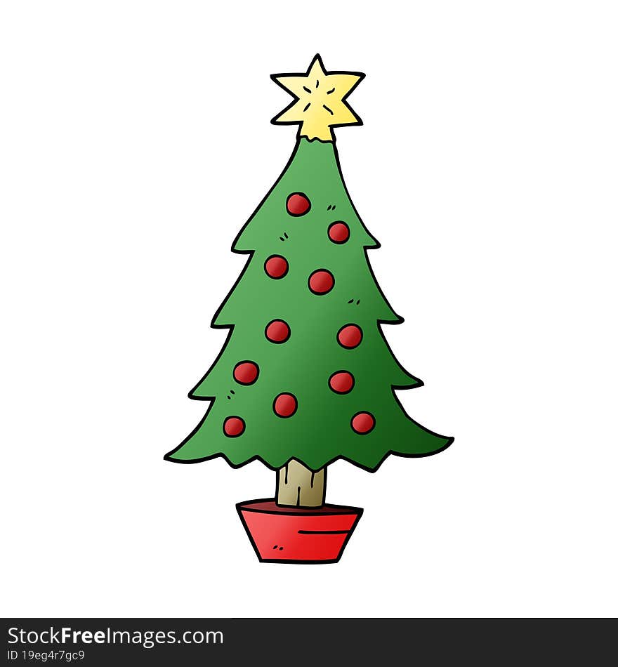 cartoon doodle christmas tree