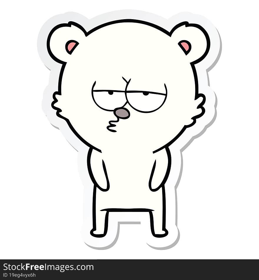 sticker of a bored polar bear cartoon