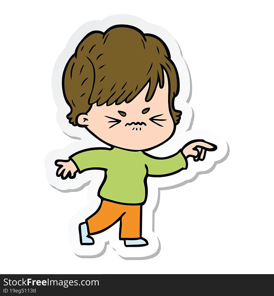 Sticker Of A Cartoon Frustrated Woman