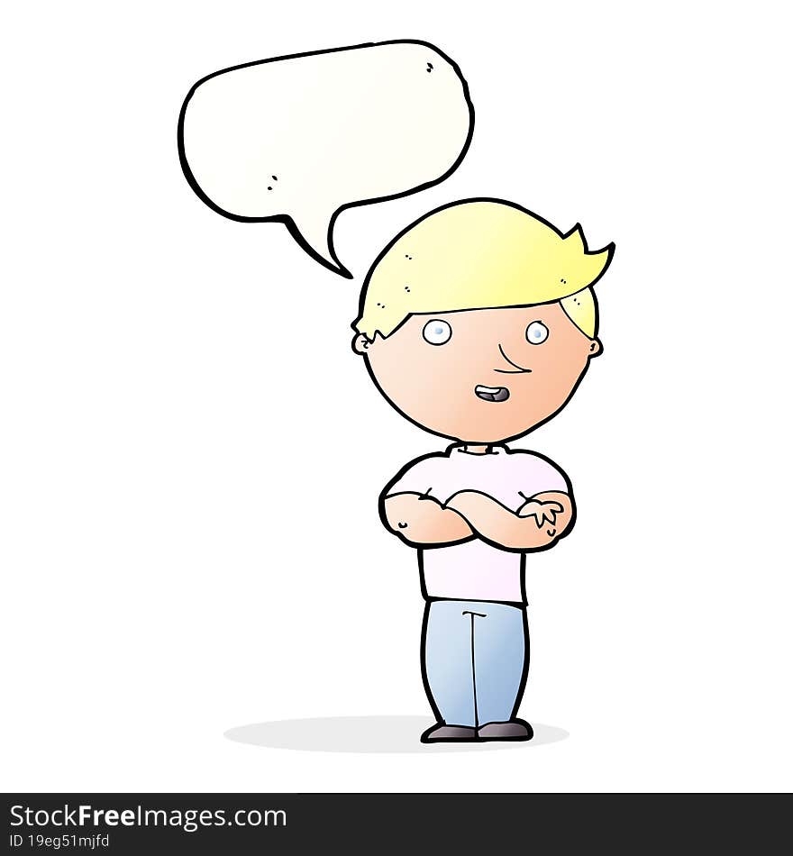 Cartoon Happy Man With Speech Bubble