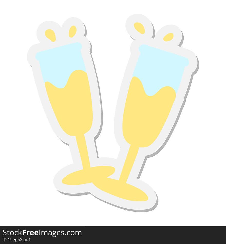 full champagne glasses sticker