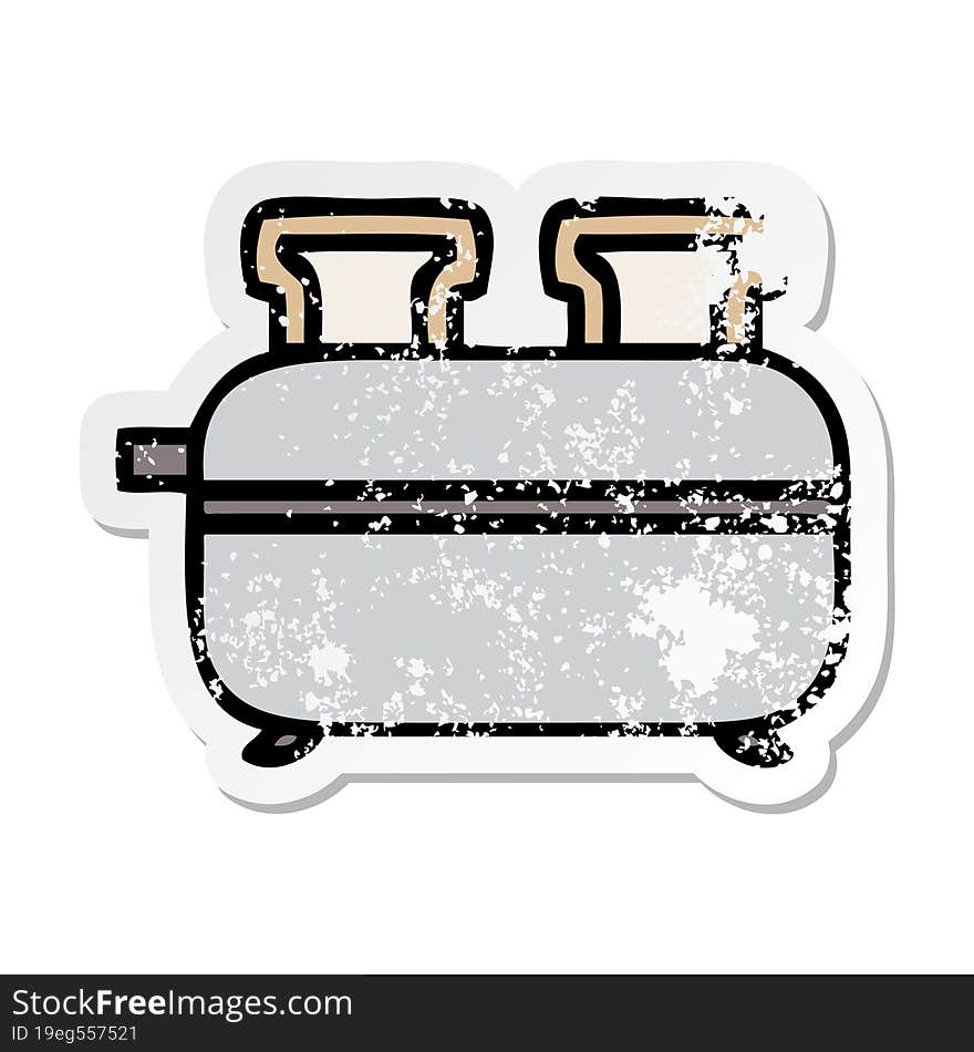 distressed sticker of a cute cartoon double toaster