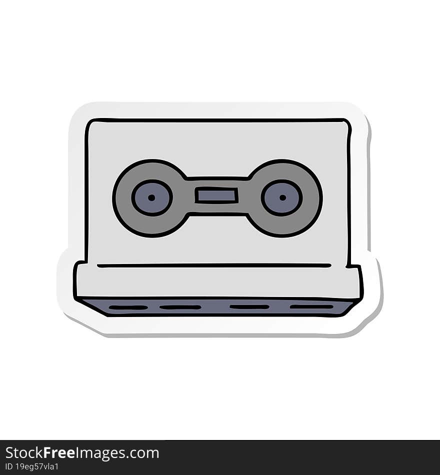 hand drawn sticker cartoon doodle of a sticker cassette tape