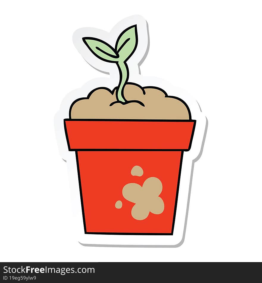 sticker of a quirky hand drawn cartoon seedling