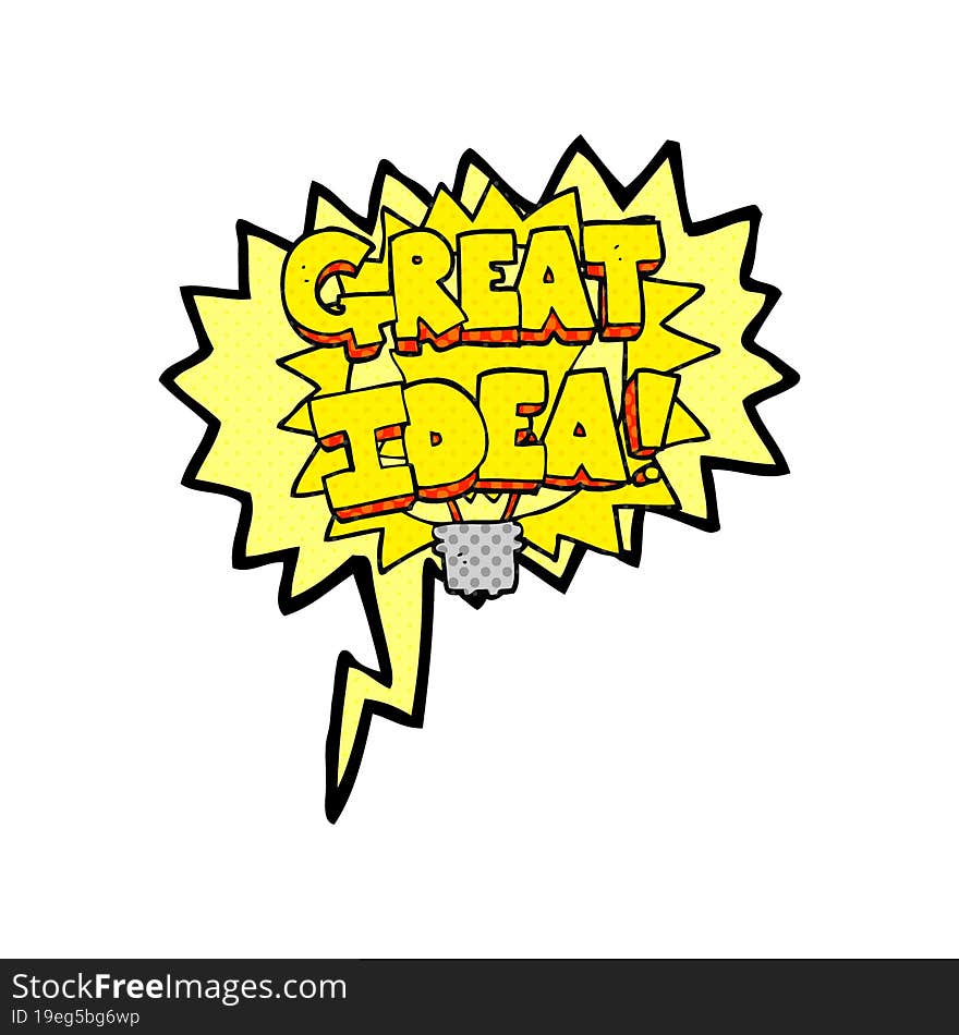 comic book speech bubble cartoon GREAT IDEA! symbol