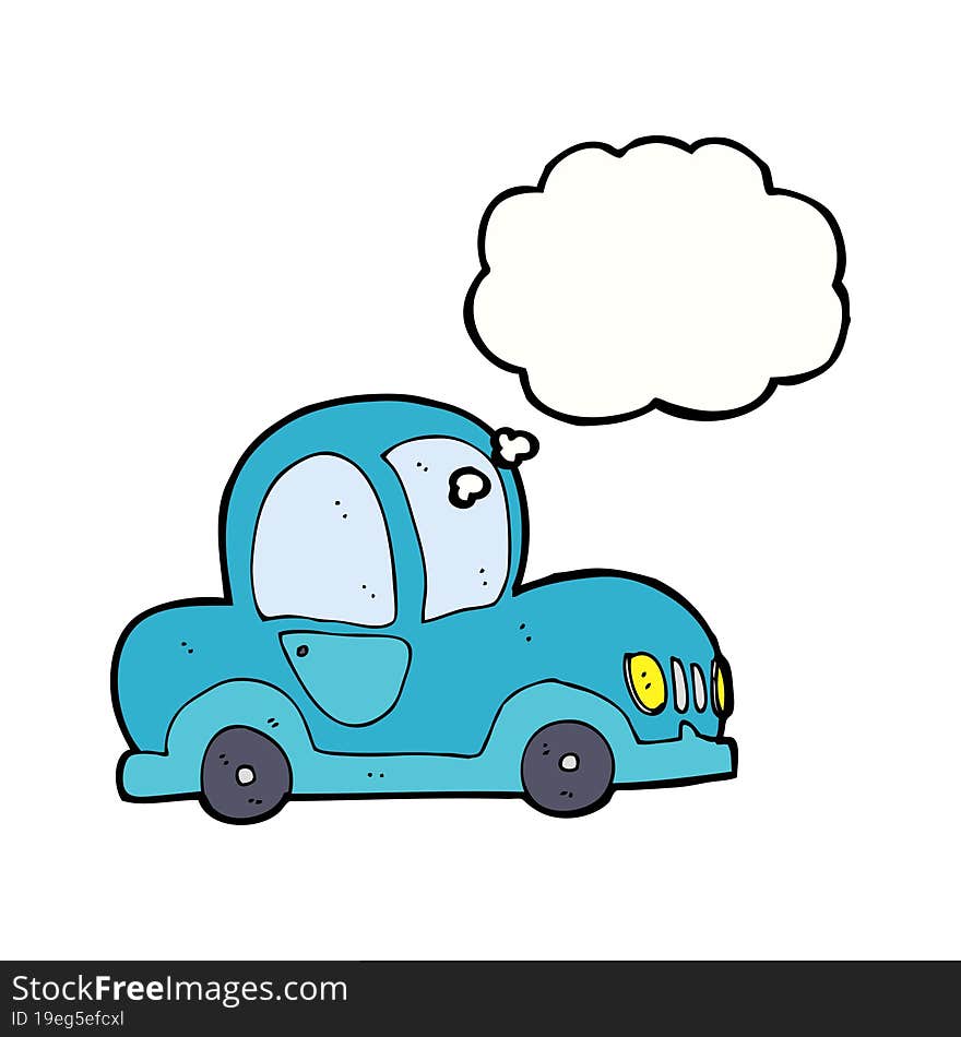 cartoon car with thought bubble