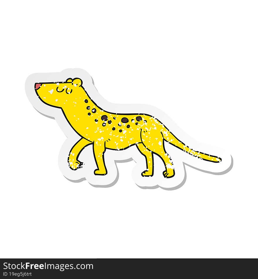 retro distressed sticker of a cartoon leopard