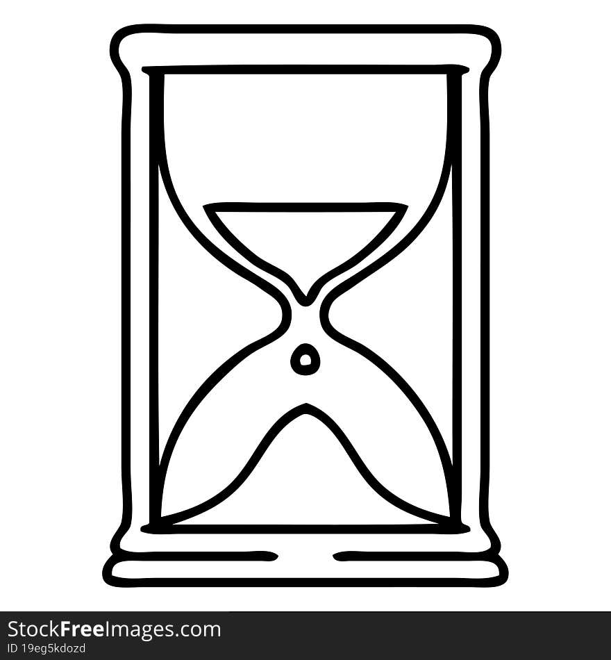 line doodle of an hourglass running sand