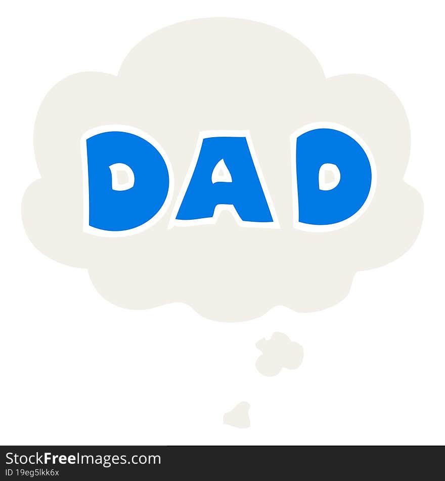 cartoon word dad and thought bubble in retro style