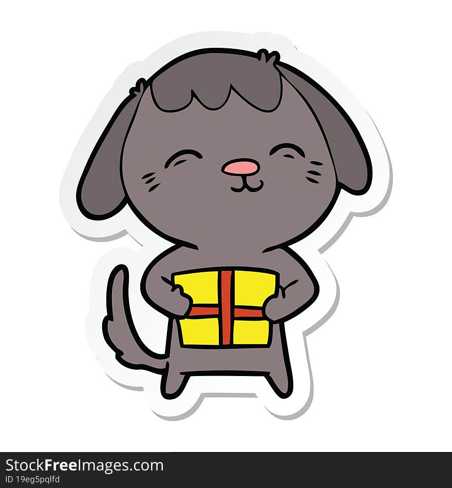 Sticker Of A Happy Cartoon Dog