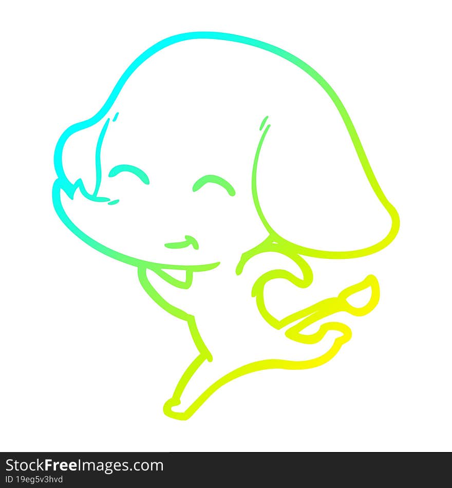 cold gradient line drawing cute cartoon elephant running