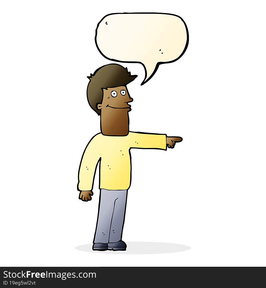 cartoon man pointing with speech bubble