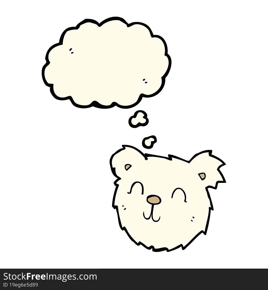 Cartoon Happy Polar Bear Face With Thought Bubble