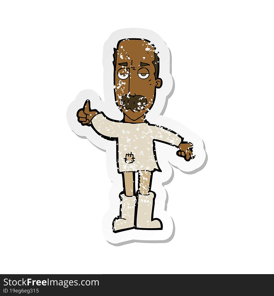 retro distressed sticker of a cartoon annoyed old man