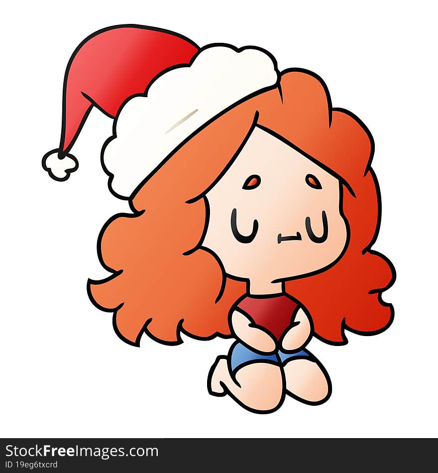 christmas gradient cartoon of kawaii girl