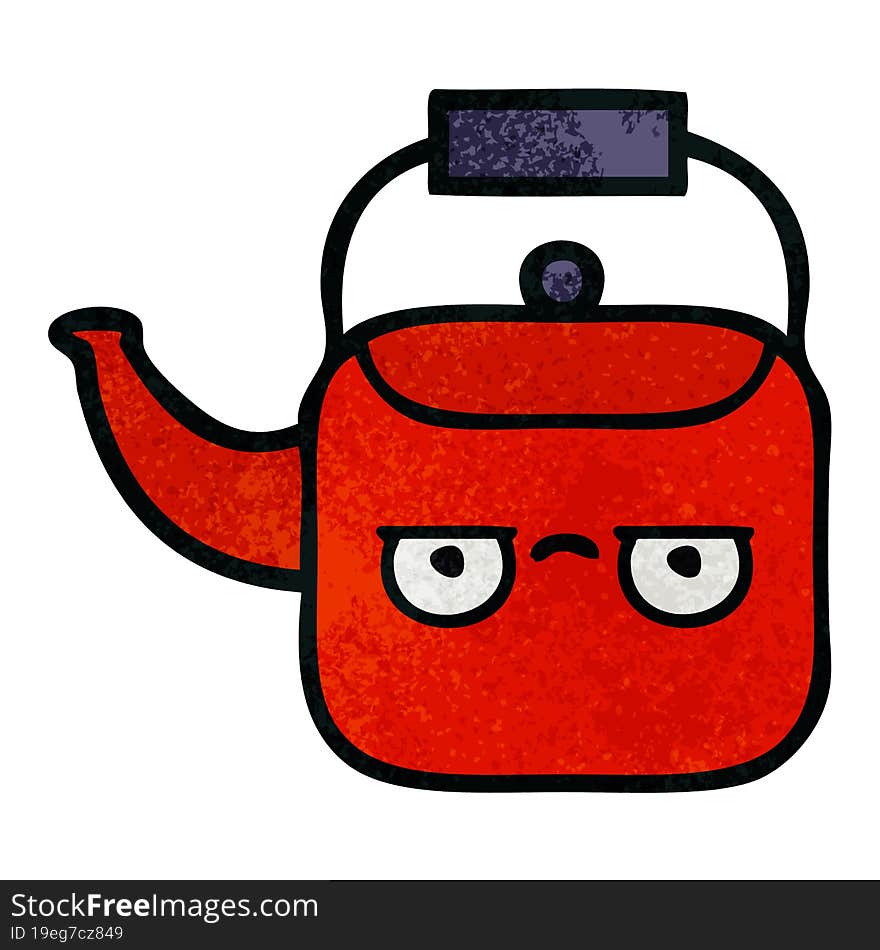 Retro Grunge Texture Cartoon Kettle