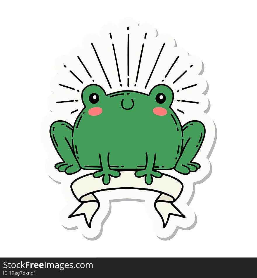 sticker of tattoo style happy frog