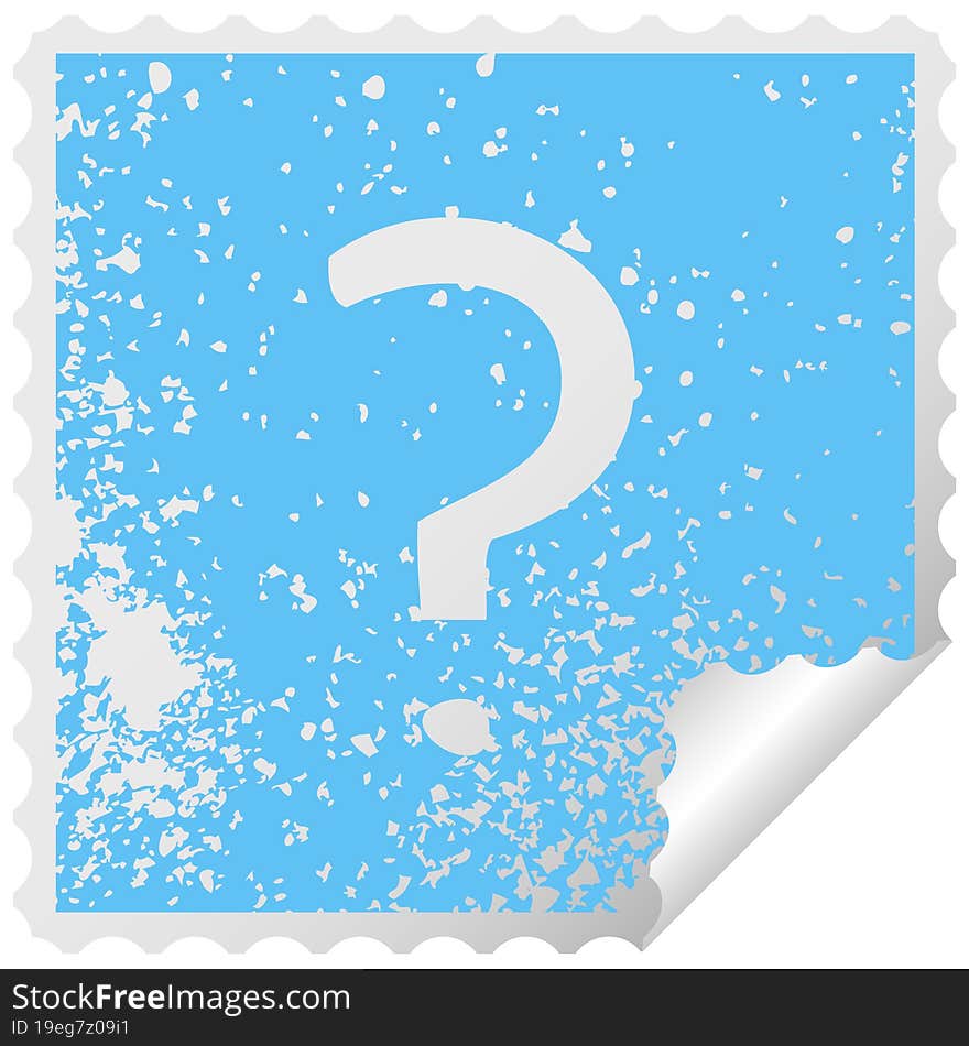 Distressed Square Peeling Sticker Symbol Question Mark