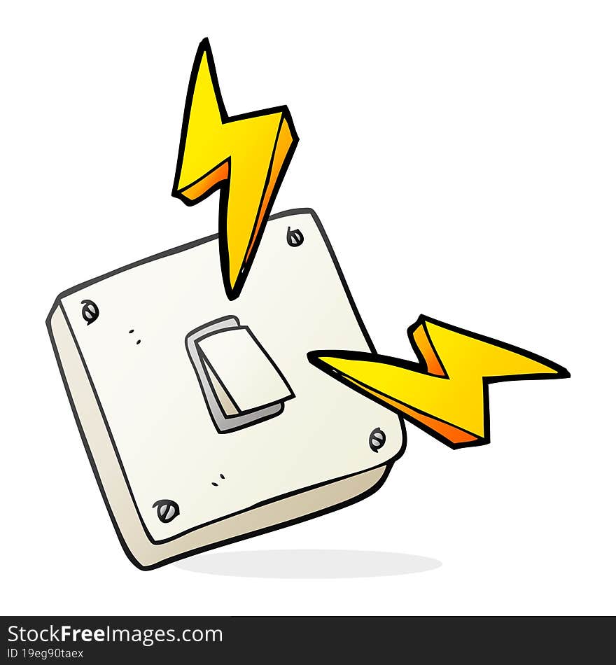 freehand drawn cartoon sparking electric light switch