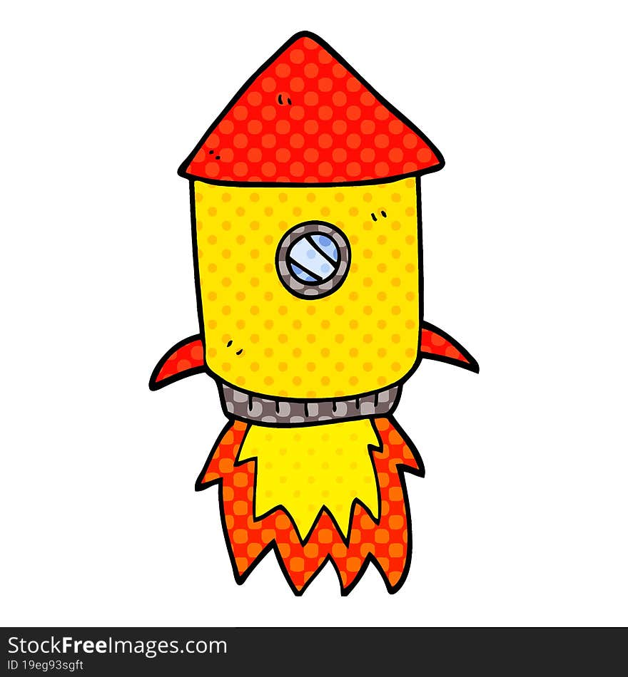 cartoon doodle space rocket