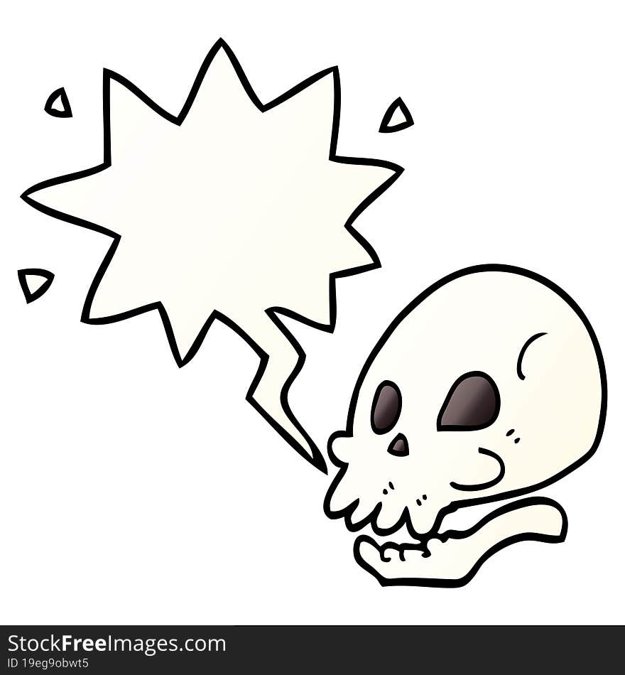 cartoon skull and speech bubble in smooth gradient style