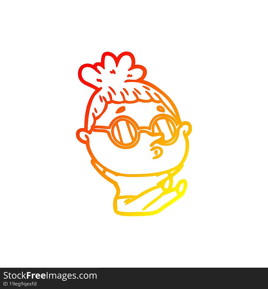 warm gradient line drawing cartoon woman wearing sunglasses