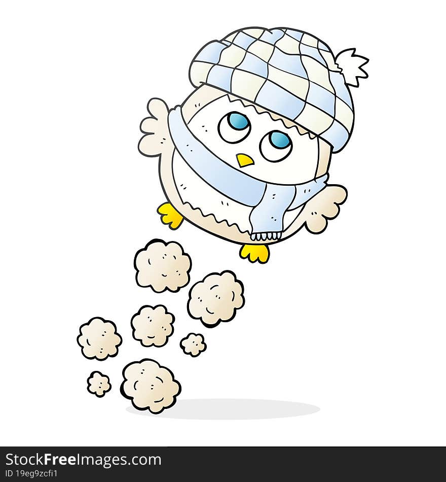 cartoon cute little owl flying