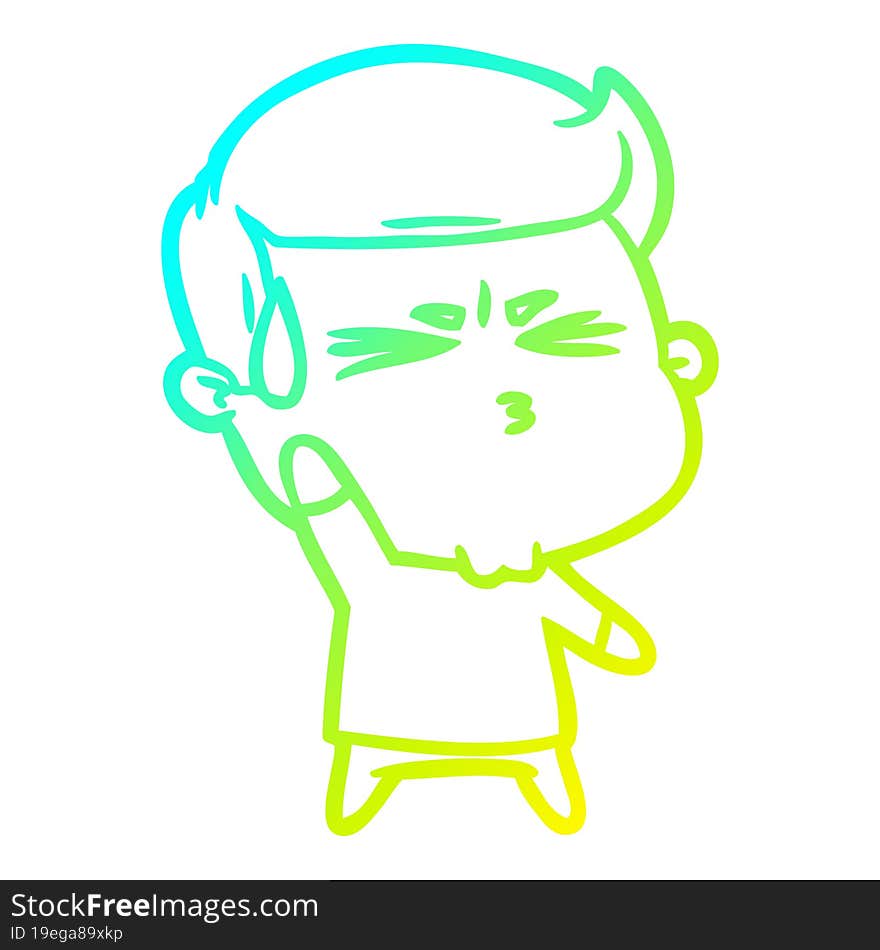 cold gradient line drawing cartoon happy man running