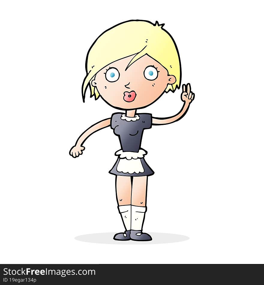 Cartoon Waitress Making Hand Gesture