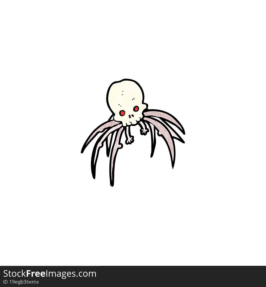 Cartoon Spooky Skull Spider