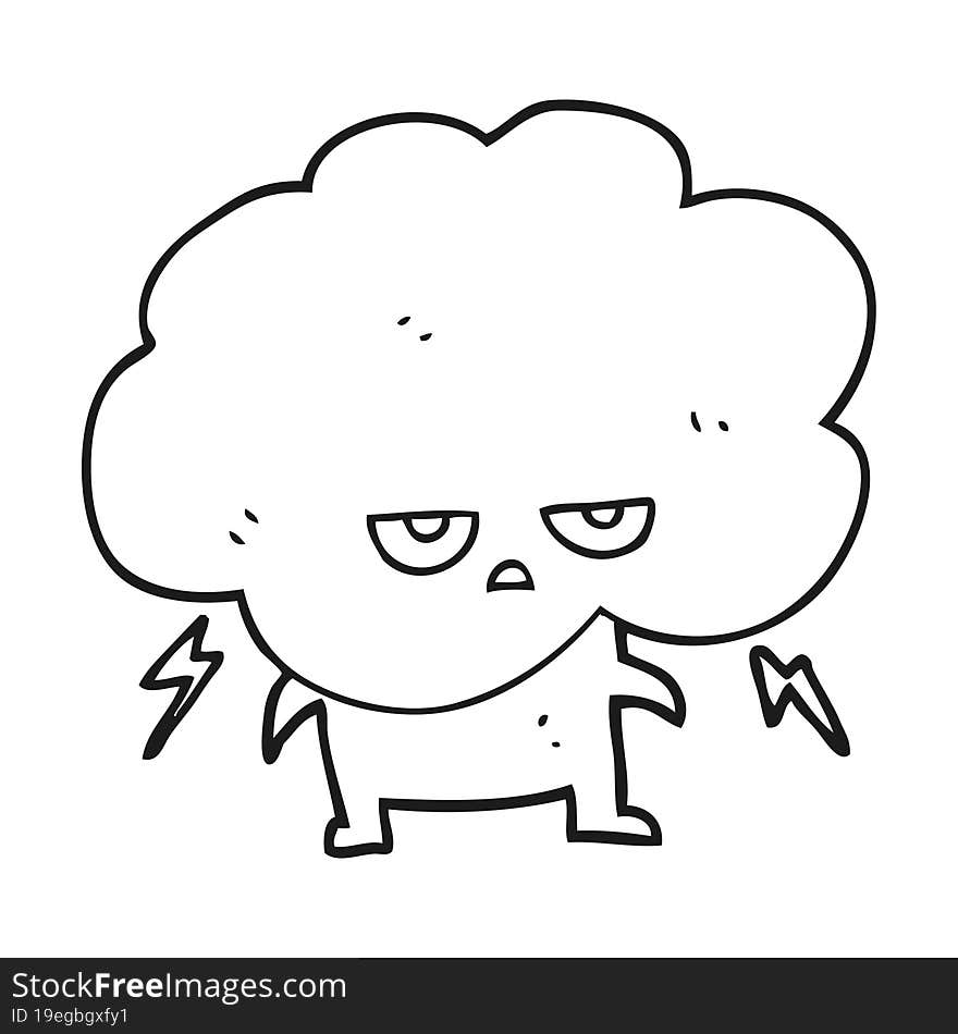 Black And White Cartoon Raincloud