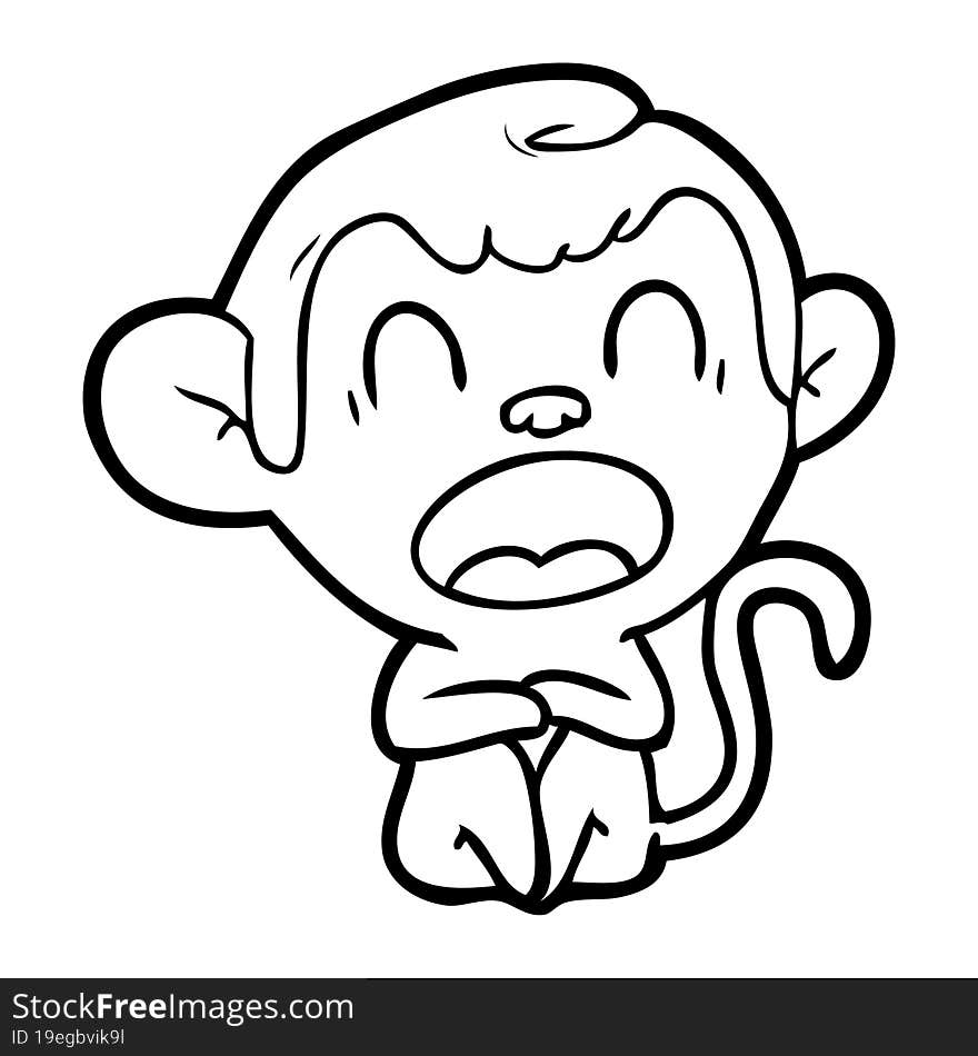 yawning cartoon monkey. yawning cartoon monkey