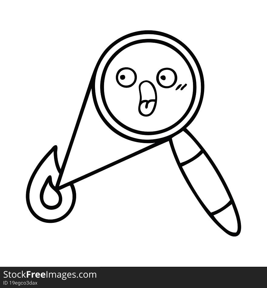 line drawing cartoon magnifying glass