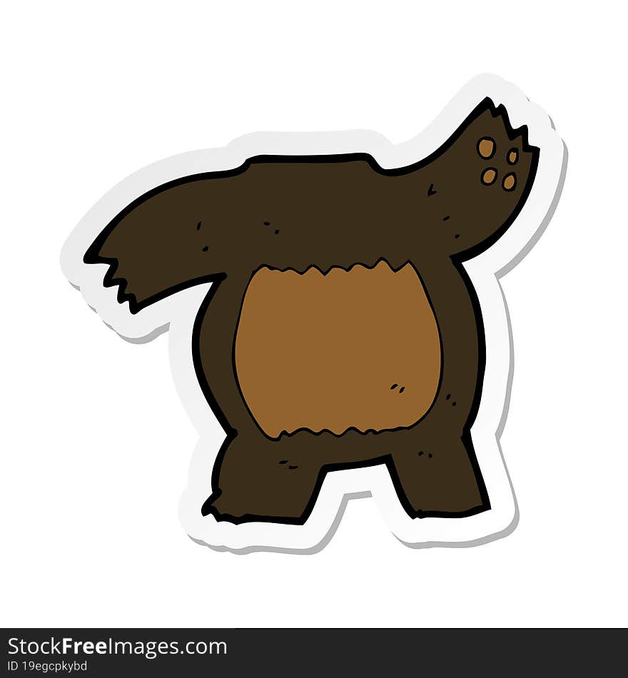 Sticker Of A Cartoon Black Bear Body