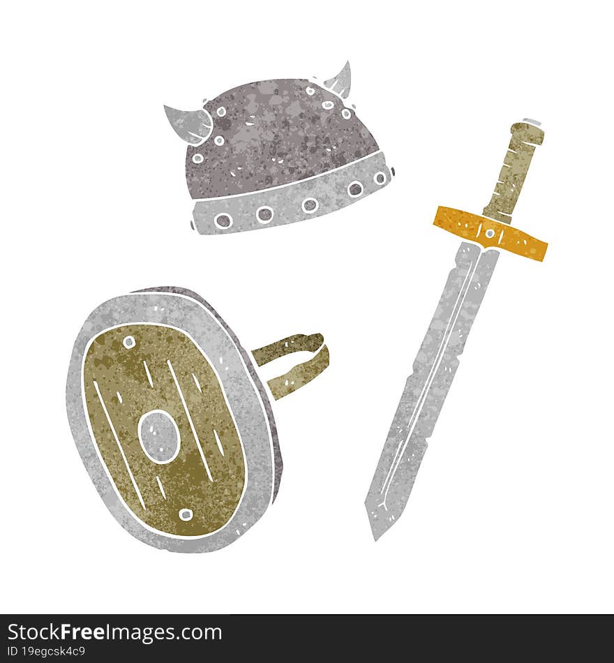 Retro Cartoon Medieval Warrior Objects